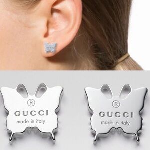 Gucci Authentic .925 Sterling Silver Butterly Stud Earrings